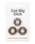 GBD Big Dick Paquete de 3 anillos para el pene - Negro: mejora definitiva de la erección