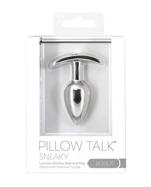Pillow Talk Sneaky - Plug anal plateado con cristal de Swarovski Product Image.