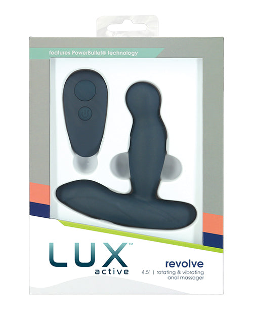 Masajeador anal giratorio y vibratorio Lux Active Revolve de 4,5" - Azul oscuro Product Image.