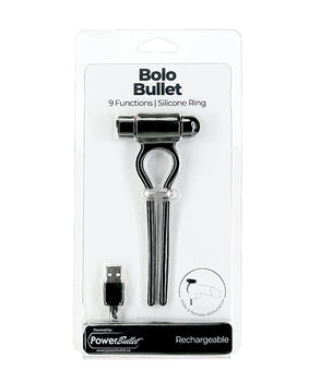 Corbata para pene PowerBullet Bolo Bullet - Negro: placer vibrante y ajuste perfecto - Featured Product Image