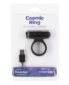 PowerBullet Cosmic Cock Ring: 9-Function Black