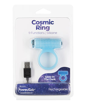 PowerBullet Cosmic Cock Ring: placer que brilla en la oscuridad con 9 funciones - Featured Product Image