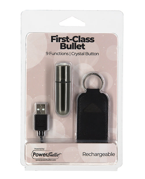 First Class Mini Rechargeable Bullet: 9 Functions Gun Metal - Pure Pleasure Power - featured product image.