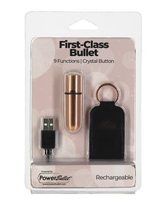 Rose Gold First Class Mini Rechargeable Bullet Vibrator with 9 Functions