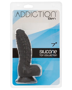 Addiction Ben 7 吋羅紋假陽具 - 黑色