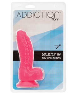 Addiction Tom 7" Ribbed Dildo in Hot Pink - Unleash Your Inner Desires