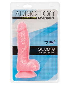 Addiction Brandon 7.5" Glow in the Dark Dildo - Pink: A Sensual Journey Awaits