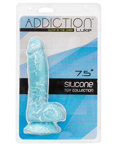 Addiction Luke Glow 7.5" Dildo - Enchanting Blue Delight
