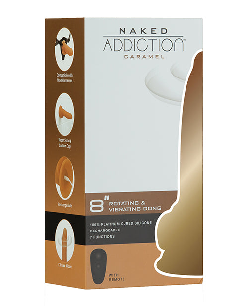 Naked Addiction Dong giratorio y vibratorio de 8" - Caramelo - featured product image.