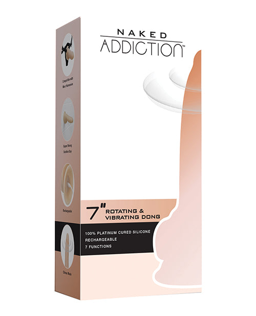 Naked Addiction Consolador giratorio y vibratorio de 7" con control remoto - Carne - featured product image.