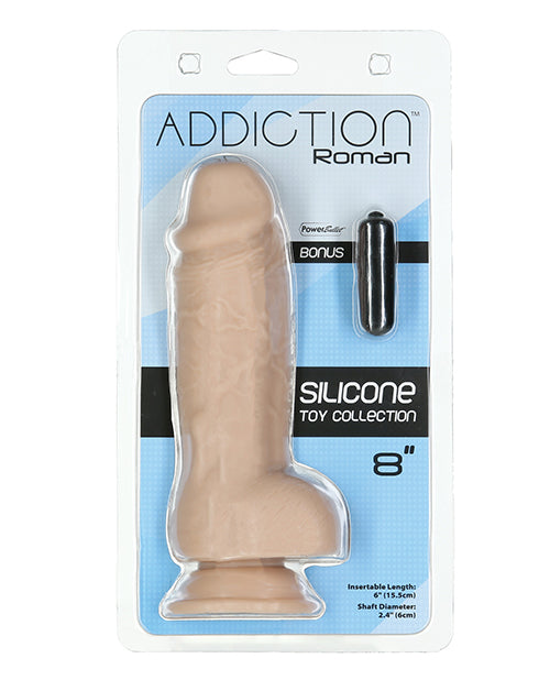 Addiction Roman 8" Girthy Silicone Dildo - Beige Product Image.