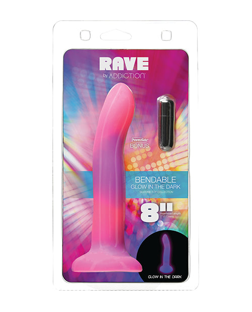 Addiction 8" Rave Glow in the Dark Dong - Pink/Purple Product Image.