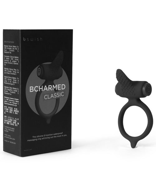 Bcharmed Classic Vibrating Cock Ring in Black - Elevate Your Intimate Moments - featured product image.