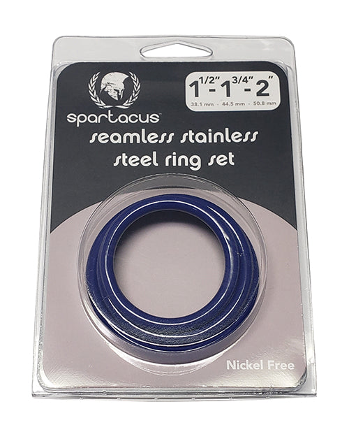 Trío de anillos en C de acero sin costura azul Spartacus - Paquete variado - featured product image.