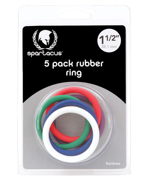 Spartacus Rainbow Cock Ring Set - Pack of 5: Enhance Pleasure & Style Product Image.