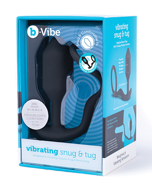 B-vibe Vibrating Snug &amp; Tug - Negro: experiencia de placer definitiva - featured product image.