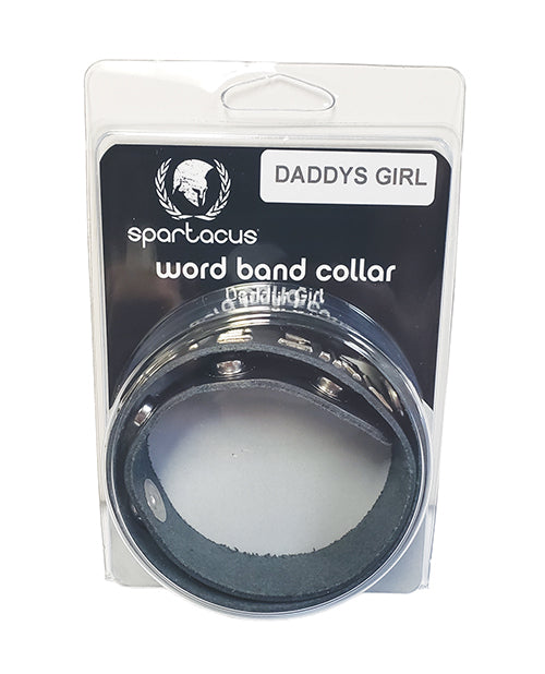 Spartacus DADDYS GIRL Collar de cuero negro - Hecho a mano en los EE.UU. - featured product image.