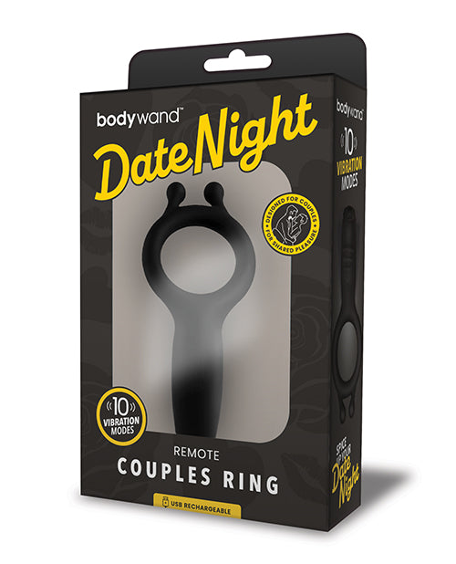 Anillo para parejas con control remoto Bodywand Date Night - Negro: placer compartido y vibraciones personalizables 🖤 - featured product image.