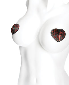 Coquette Heart Rhinestone Pasties - Red/Black 🖤❤️