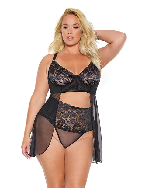 Elegance and Allure Scallop Lace Babydoll & Thong Set - featured product image.