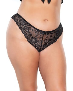 Elegance Defined Scallop Stretch Lace High Leg Panty in Classic Black