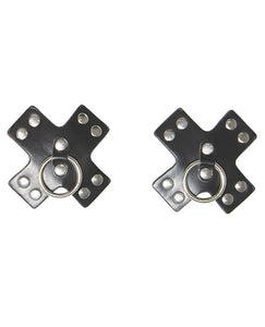 Studded Cross Reusable Pasties - Black/Silver
