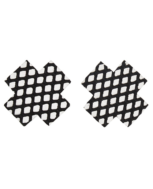 Coquette Fishnet Cross Pasties - Black - featured product image.