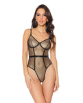 Black & Gold Metallic Fishnet Teddy with Underwire Cups