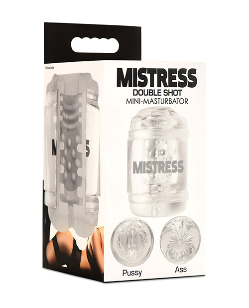 Curve Toys Mistress Double Shot Mini Masturbator - Clear: Ultimate Versatile Pleasure Experience Product Image.