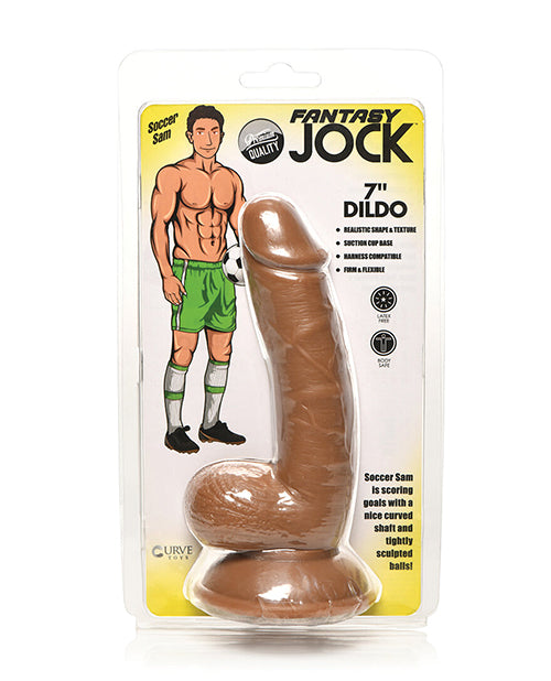 Curve Toys Fantasy Jock Soccer Sam 7" Dildo with Balls - Dark Product Image.