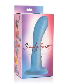 Curve Toys Simply Sweet 7 吋羅紋矽膠假陽具 - 藍色 - Featured Product Image