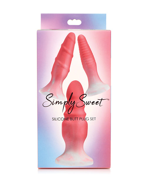 "Curve Toys Simply Sweet Silicone Butt Plug Set - Purple Pleasure Trio" - featured product image.