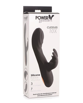 Curve Toys Power Bunnies Cuddles 10x Silicone Rabbit Vibrator - Black - Ultimate Pleasure Experience - Featured Product Image