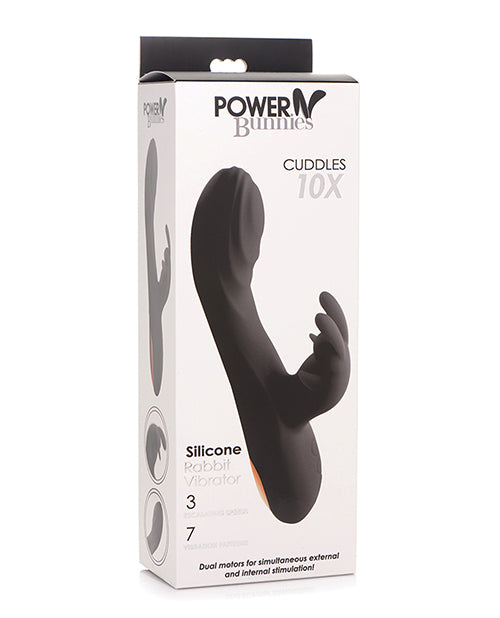 Curve Toys Power Bunnies Cuddles 10x Silicone Rabbit Vibrator - Black - Ultimate Pleasure Experience - featured product image.