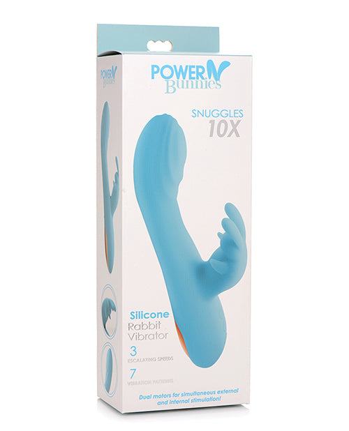 Curve Toys Power Bunnies Snuggles 10x Silicone Rabbit Vibrator - Blue - featured product image.