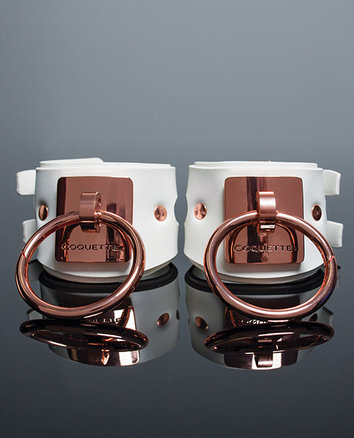 Coquette White/Rose Gold Adjustable Handcuffs - featured product image.