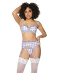 Crystal Pink Buffalo Check Print Lingerie Set