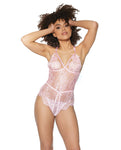 Crystal Pink Peek-A-Boo Crotchless Teddy