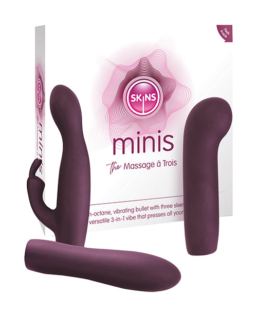 Skins Minis Massage A Trois - 洋紅色：終極樂趣三重奏振動器 - featured product image.
