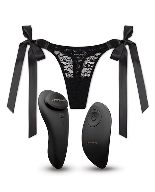 Coquette Secret Panty Vibe: Negro/Oro rosa - Lencería sensual con control remoto - featured product image.