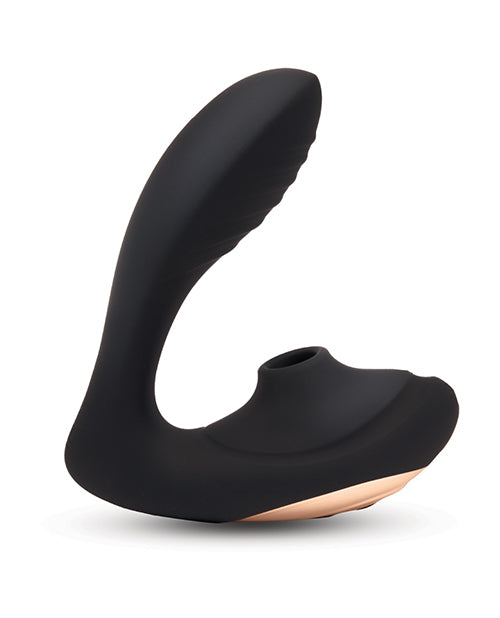 Coquette Royal Embrace: Black/Rose Gold Dual Stimulator Product Image.