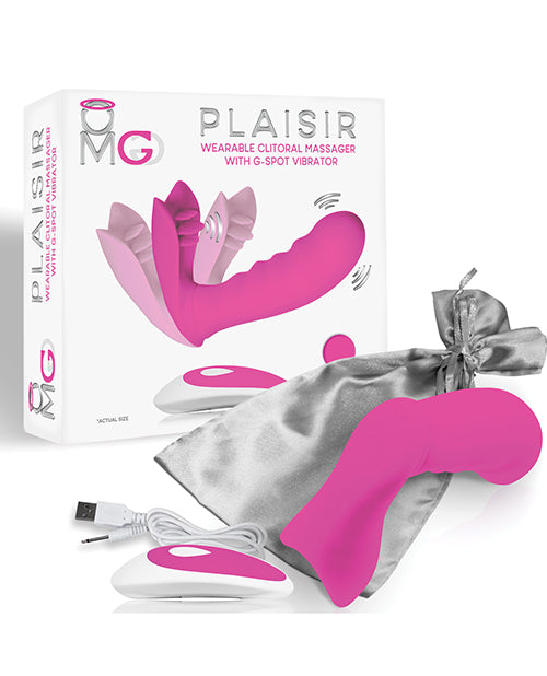 OMG Plaisir Wearable Clitoral Massager with G-Spot Vibrator - Pink: Embrace Ecstasy Together - featured product image.