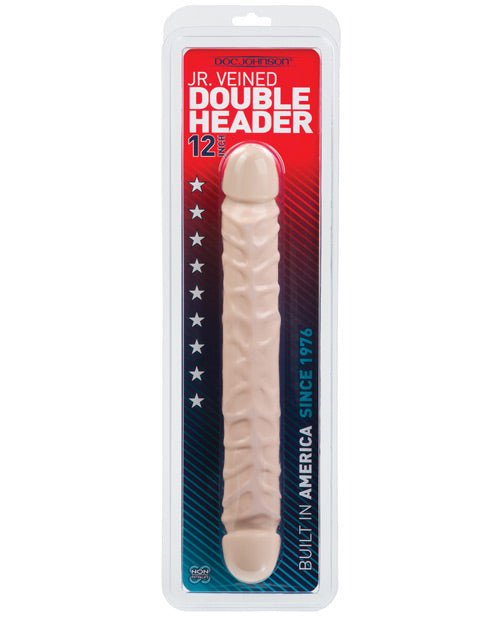 12" Jr. Double Header Dong: Double the Pleasure, Realistic Stimulation, Safe Satisfaction Product Image.