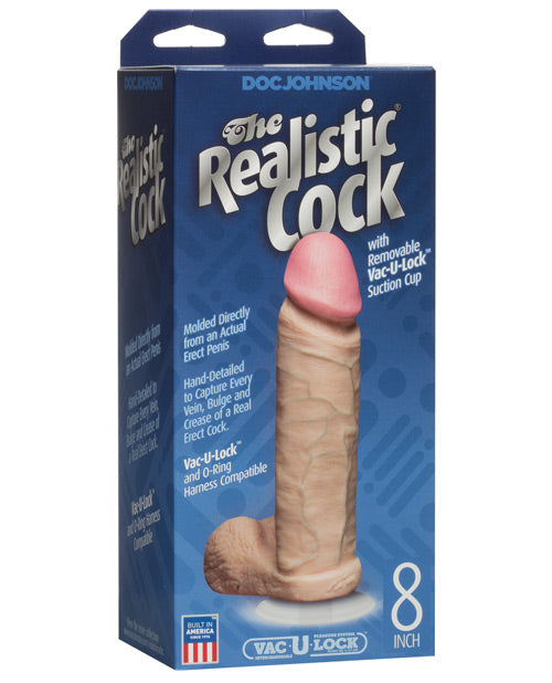 Doc Johnson 8" Realistic Cock with Balls Product Image.