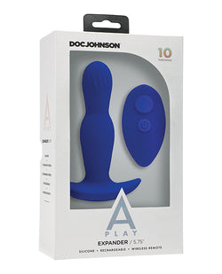 A Play Expander Plug Anal de Silicona Recargable con Control Remoto - Azul Real