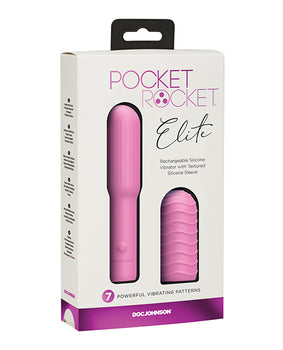Sky Blue Pocket Rocket Elite: Rechargeable Pleasure with Customisable Sleeve - Featured Product Image