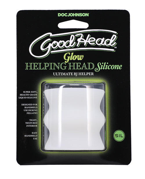 GoodHead Silicone Glow Helping Head - Frost: Glow-in-the-Dark Handheld Stroker - featured product image.
