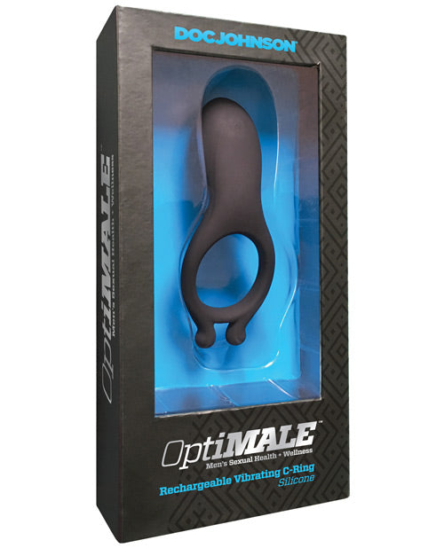 OptiMALE Black Rechargeable Vibrating C-Ring - Ultimate Pleasure Upgrade Product Image.