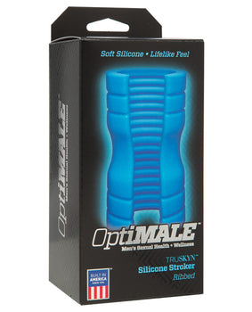 Stroker de silicona azul acanalado OptiMale - Featured Product Image