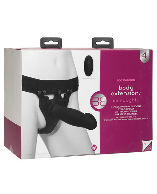 Body Extensions Be Naughty Juego de correas con vibración de 4 piezas - featured product image.